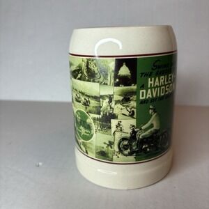 Harley Davidson Motorcycle Coffee Mug Stein saddle country vintage Wisconsin '94